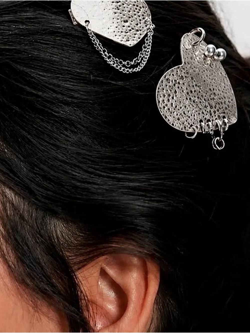 Free People Piercing My Heart Barrette Set Silver New With Tags